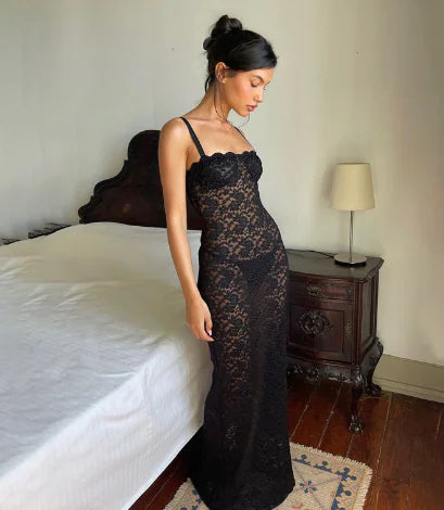 Vestido de encaje, con perspectiva