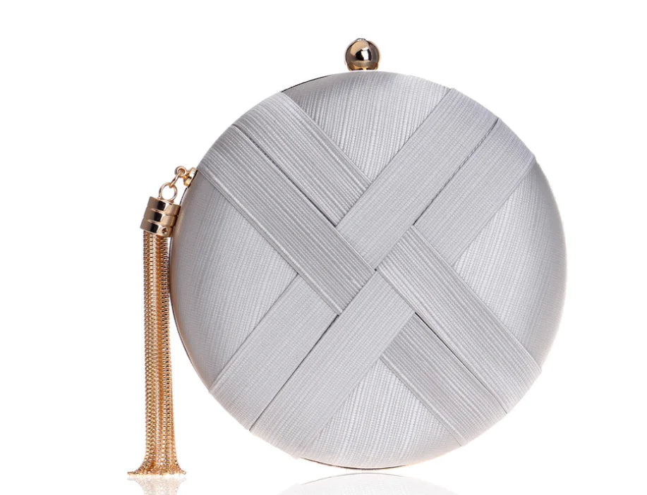 Bolso de noche de seda con borla