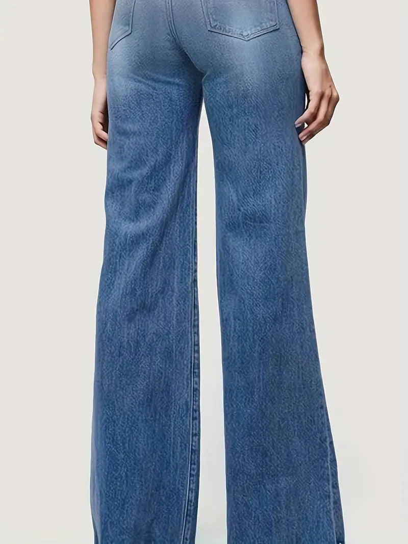 Vaqueros acampanados de cintura alta con dobladillo