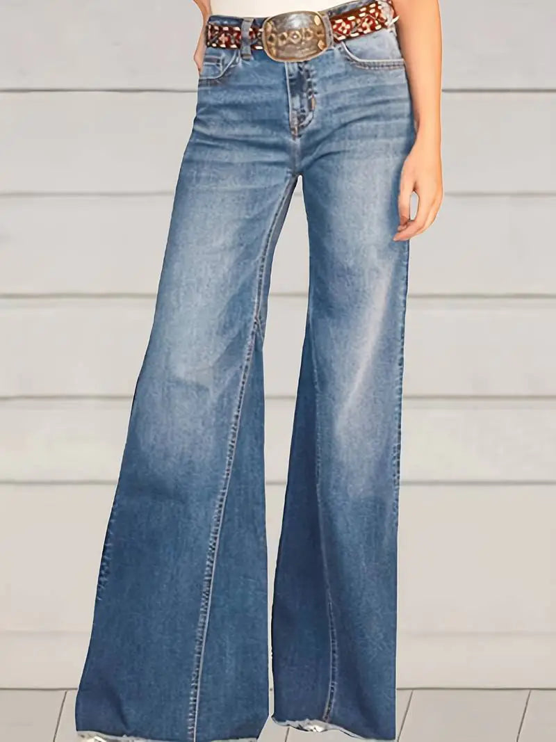 Vaqueros acampanados de cintura alta con dobladillo