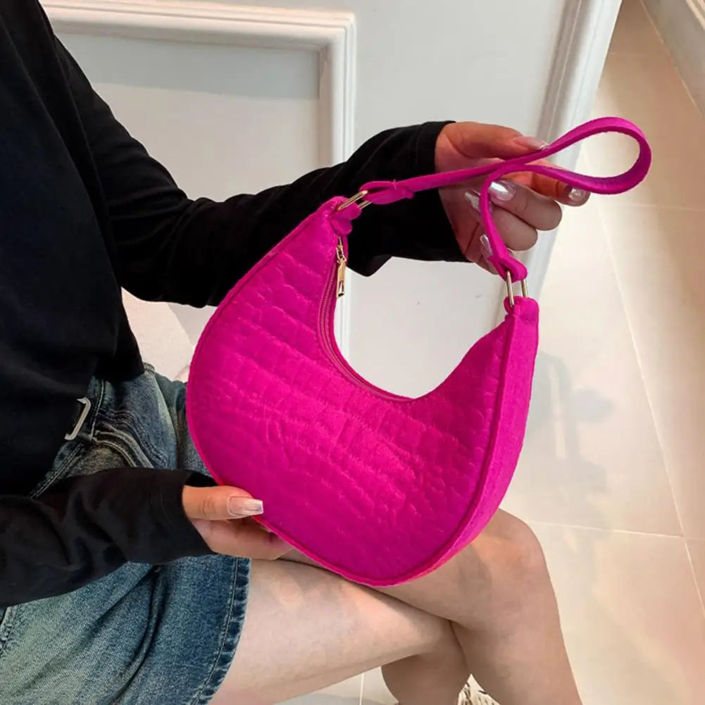 Bolso de hombro de fieltro de color liso