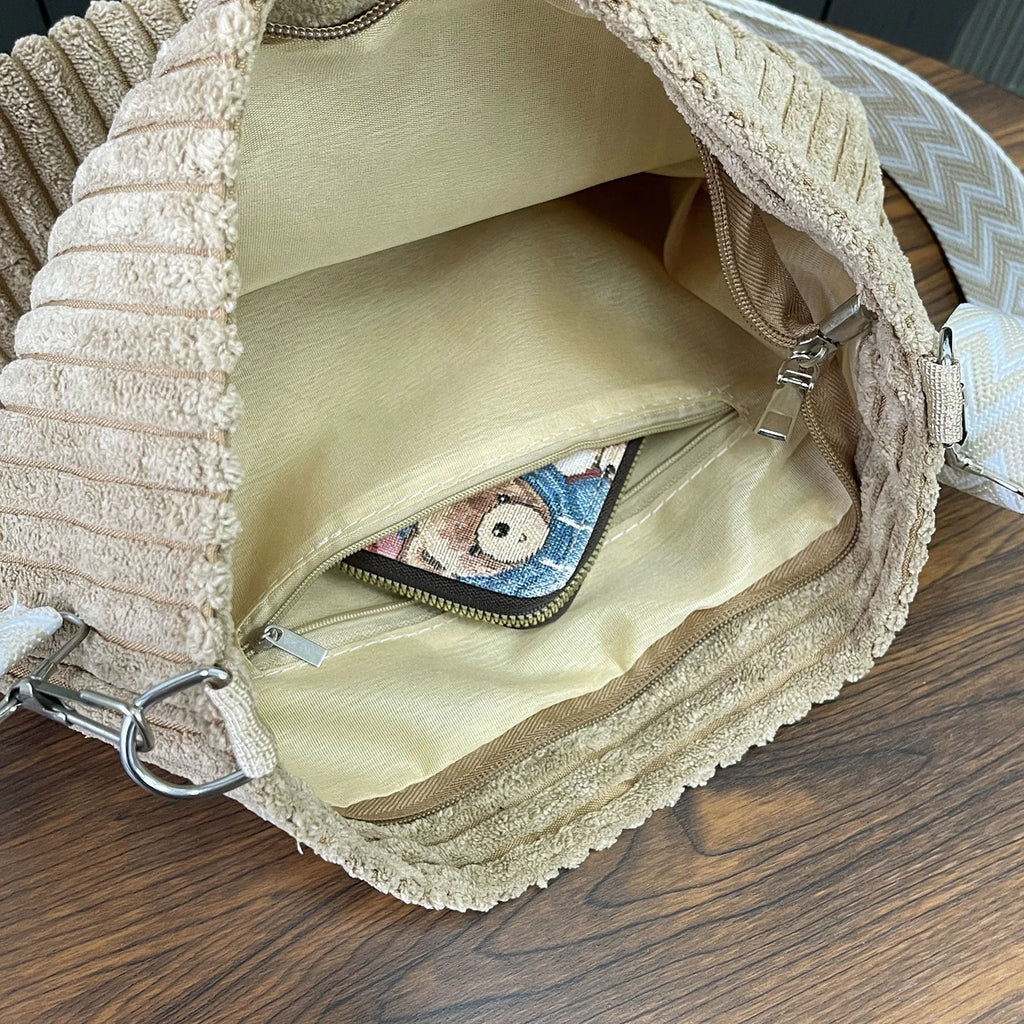 Bolso bandolera de pana de color liso