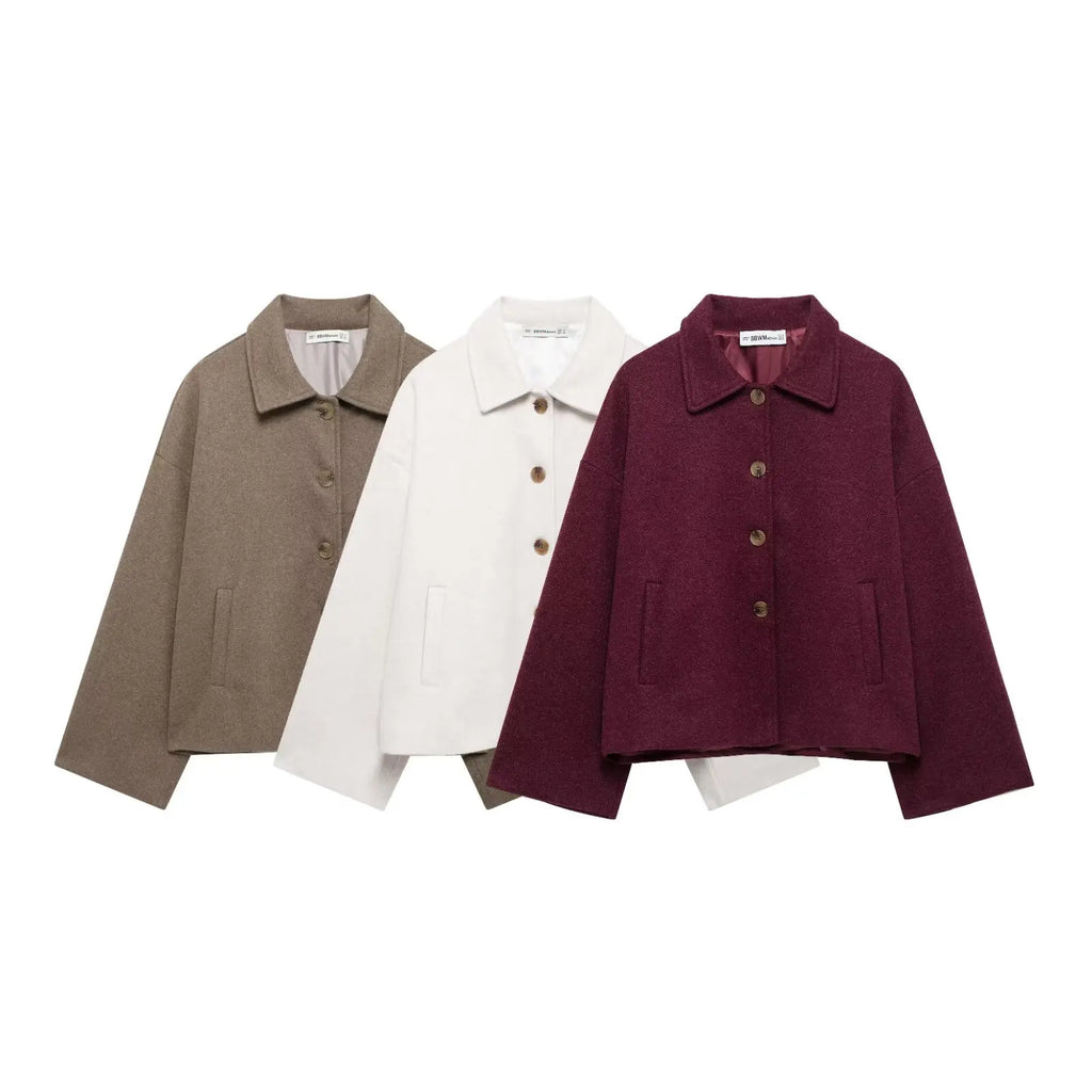 Chaqueta elegante, holgada, de manga larga y cálida