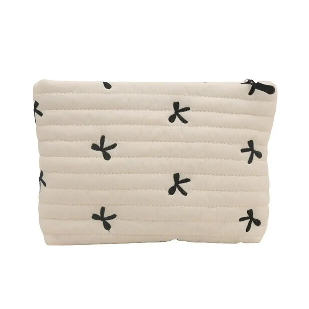 Bolsa de maquillaje con estampado de lazo