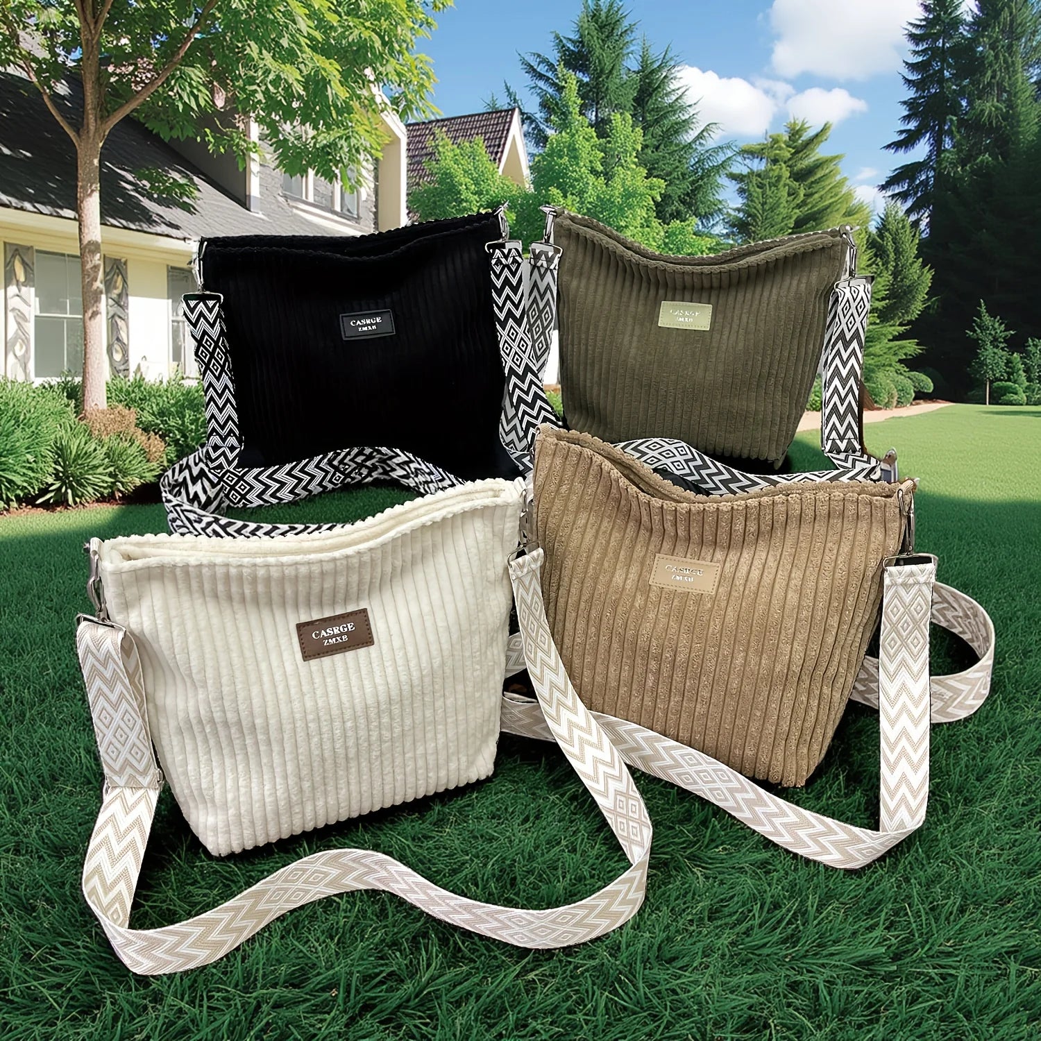 Bolso bandolera de pana de color liso