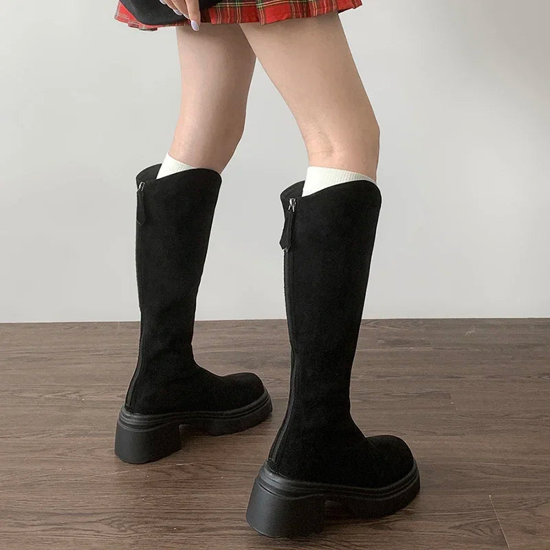 Nuevas botas altas ajustadas y elásticas vintage para mujer