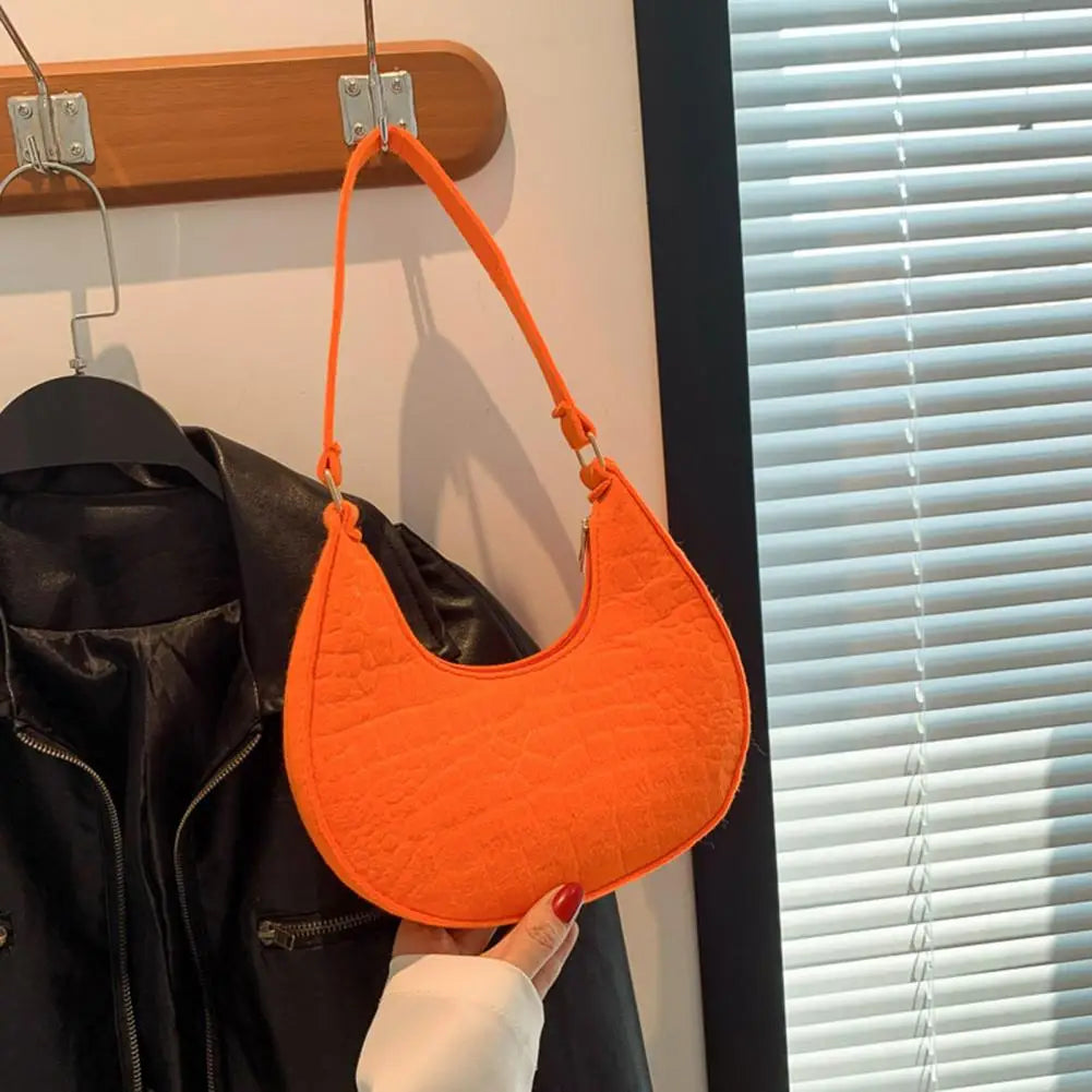 Bolso de hombro de fieltro de color liso