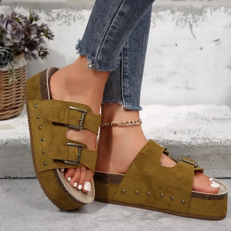 Sandalias romanas de estilo bohemio, con suela gruesa y plataforma plana