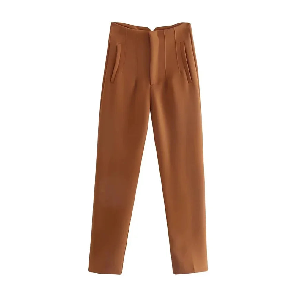 Pantalón elegante, liso de cintura alta
