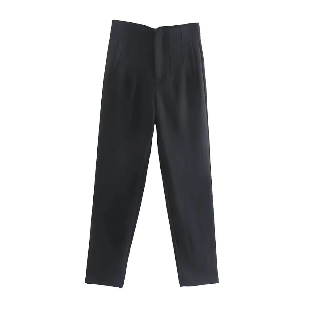 Pantalón elegante, liso de cintura alta