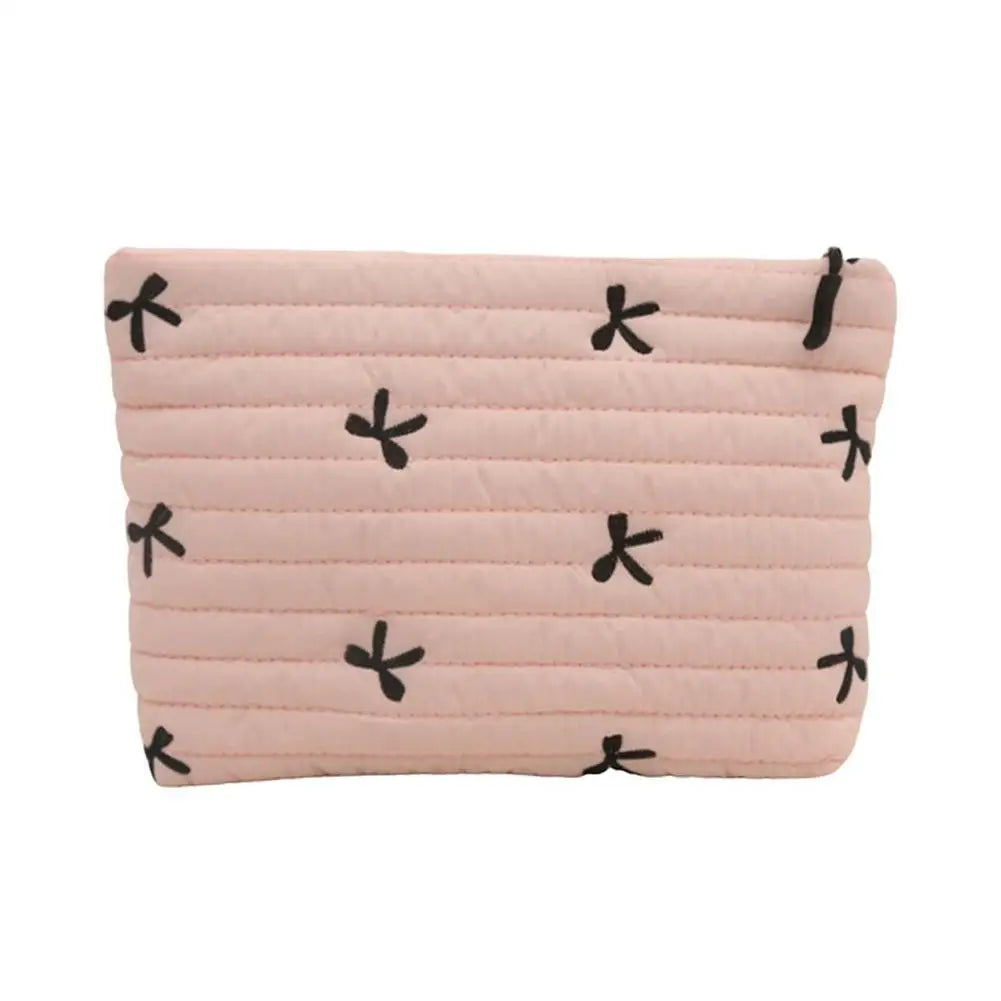 Bolsa de maquillaje con estampado de lazo