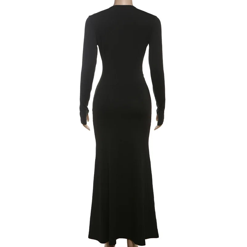 Elegante vestido largo,con escote en V