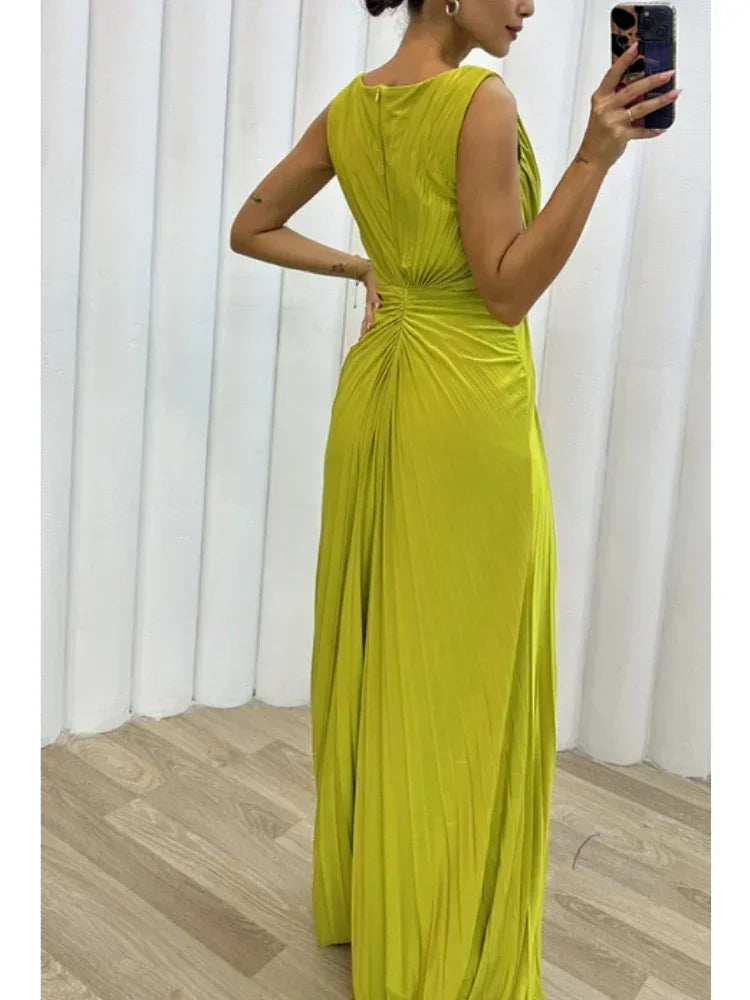 Vestido para fiesta, ajustado, estilo imperio, con abertura