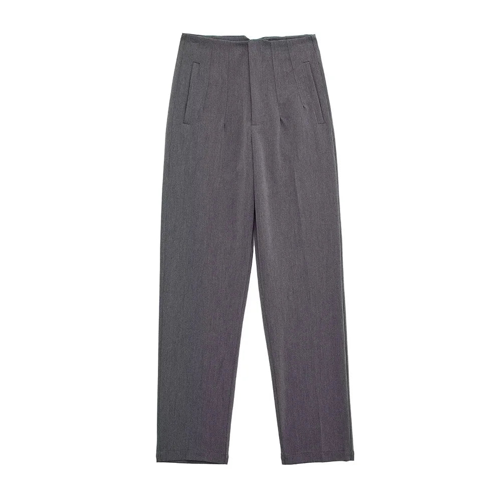 Pantalón elegante, liso de cintura alta