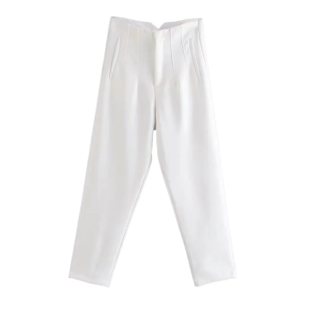 Pantalón elegante, liso de cintura alta