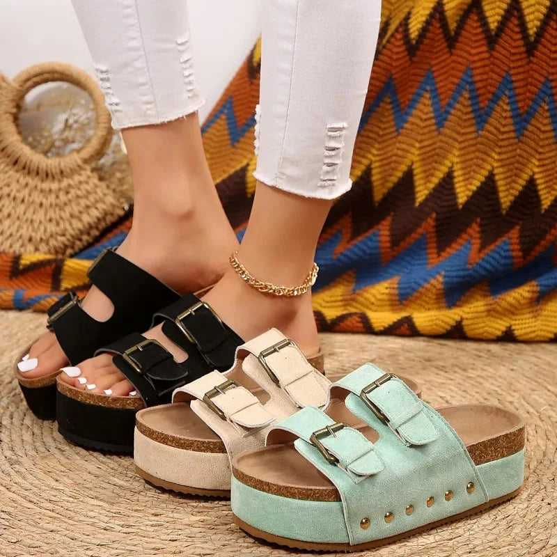 Sandalias romanas de estilo bohemio, con suela gruesa y plataforma plana