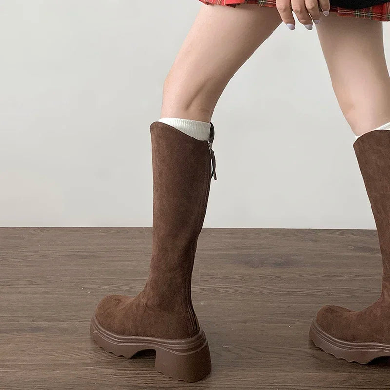 Nuevas botas altas ajustadas y elásticas vintage para mujer