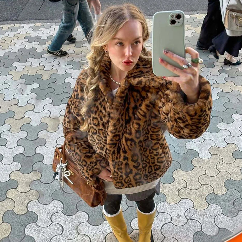 Abrigo de piel sintética de felpa mullida