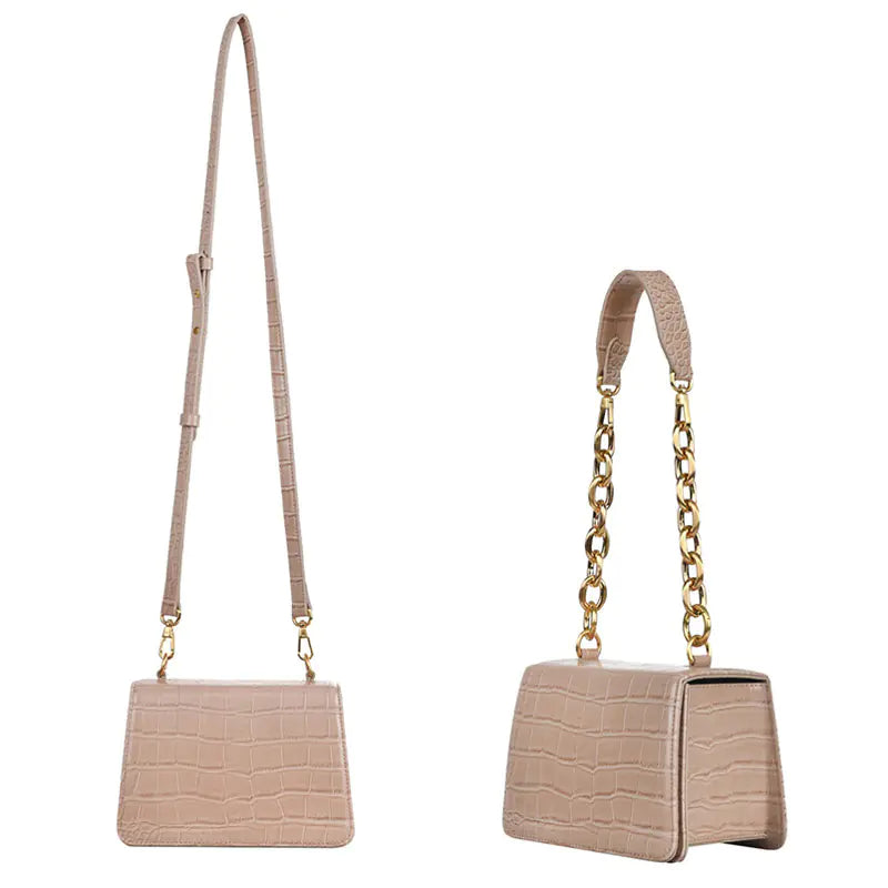 Bolso tote con cadena y estampado otoñal