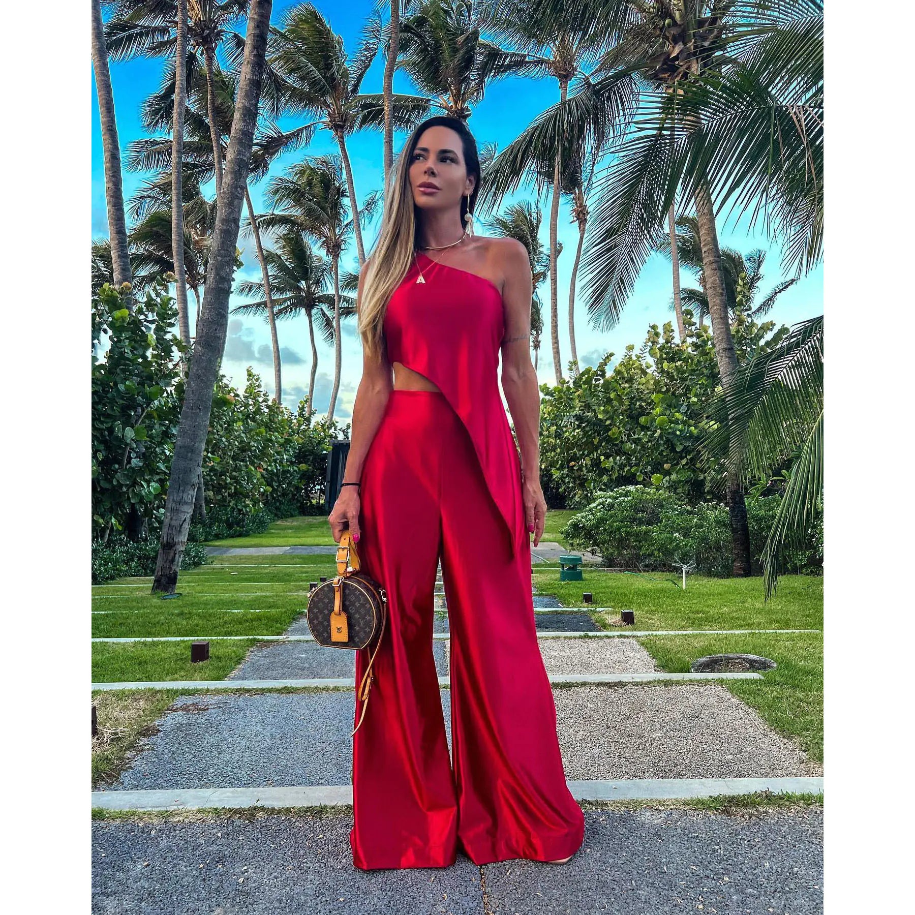 Conjunto de seda casual de dos piezas