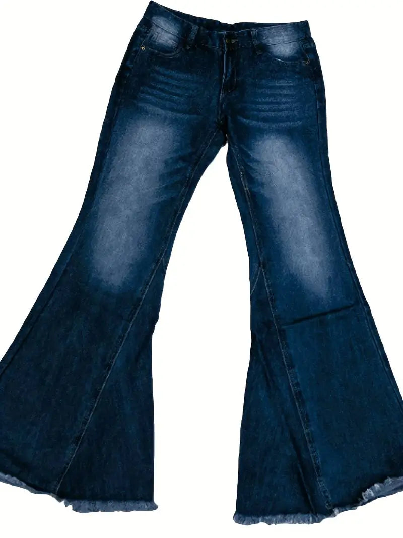 Vaqueros acampanados de cintura alta con dobladillo