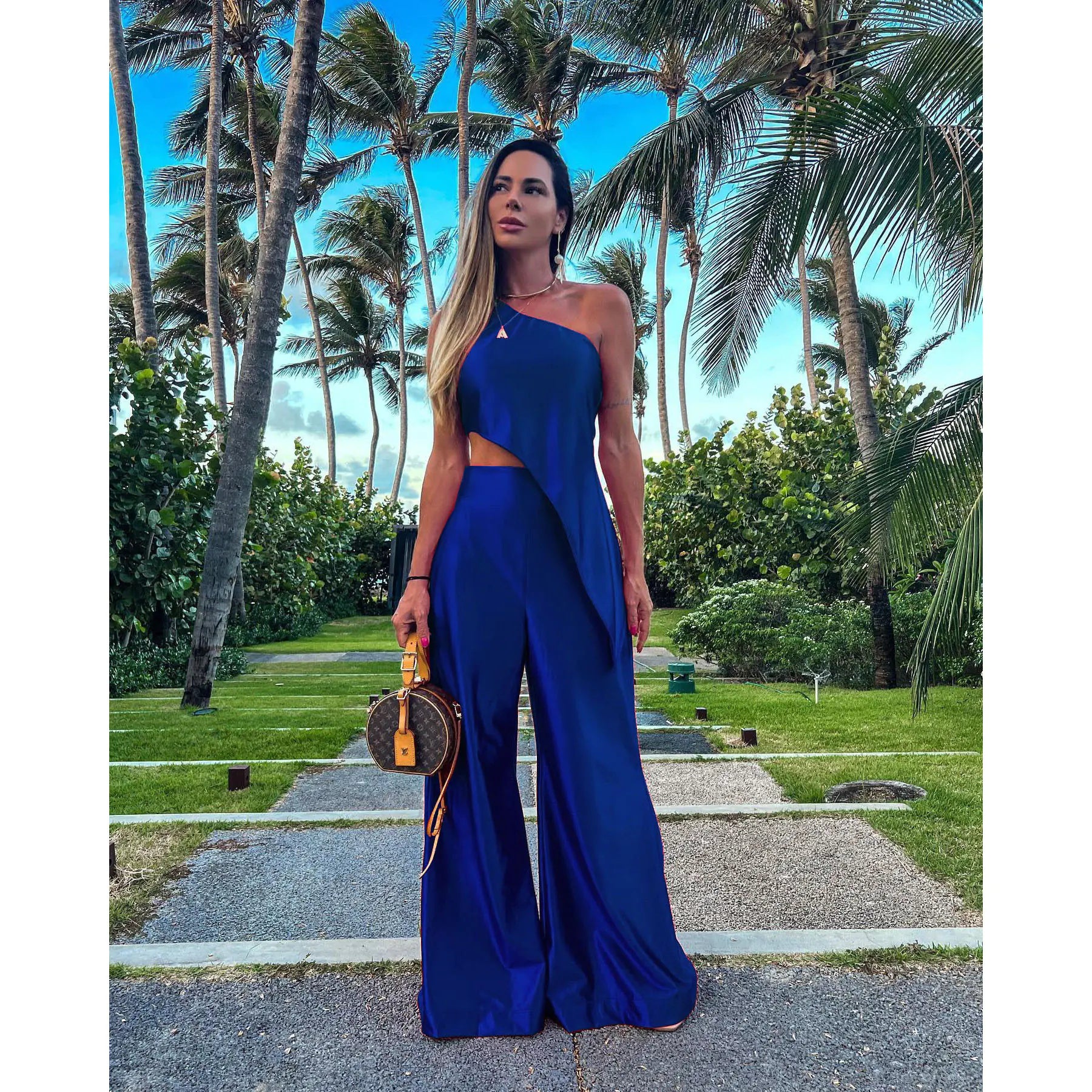 Conjunto de seda casual de dos piezas