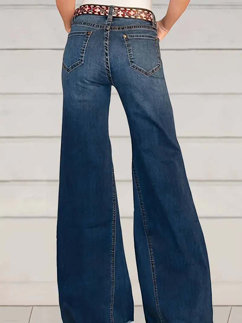 Vaqueros acampanados de cintura alta con dobladillo