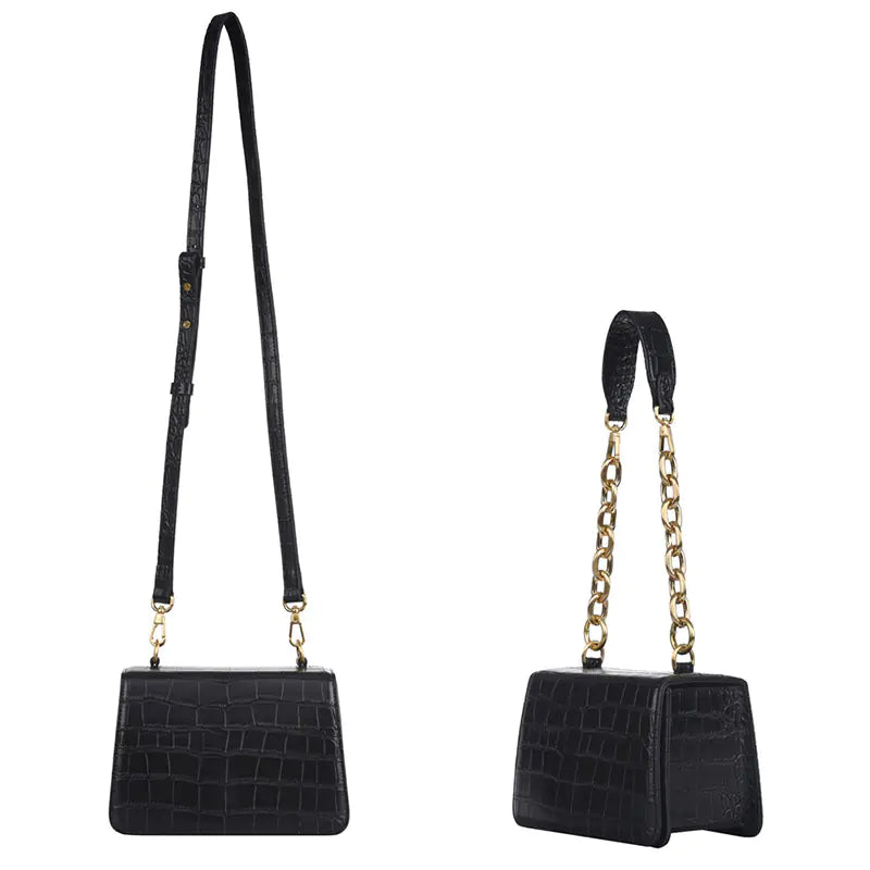 Bolso tote con cadena y estampado otoñal